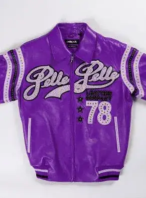 Pelle Pelle Purple Varsity Leather Jacket pellepelle.us