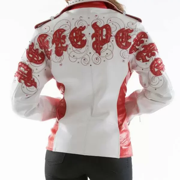 Pelle Pelle White Red Biker Leather Jacket, pellepelle.us