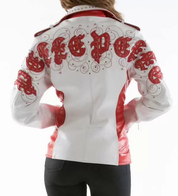 Pelle Pelle White Red Biker Leather Jacket, pellepelle.us