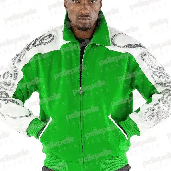 Pelle Pelle Green Scripted Wool Jacket