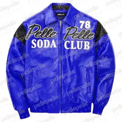 Pelle Pelle Dark Blue Soda Club Plush Jacket, PELLEPELLE.US