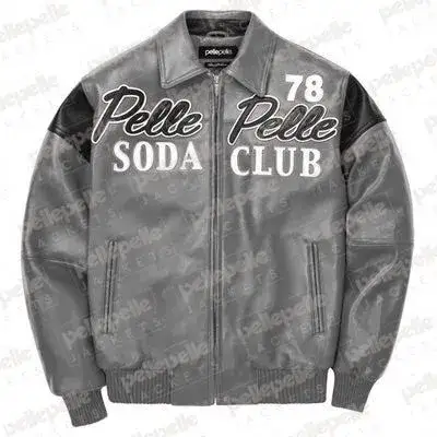 Pelle Pelle Grey Soda Club Plush Jacket, pellepelle.us