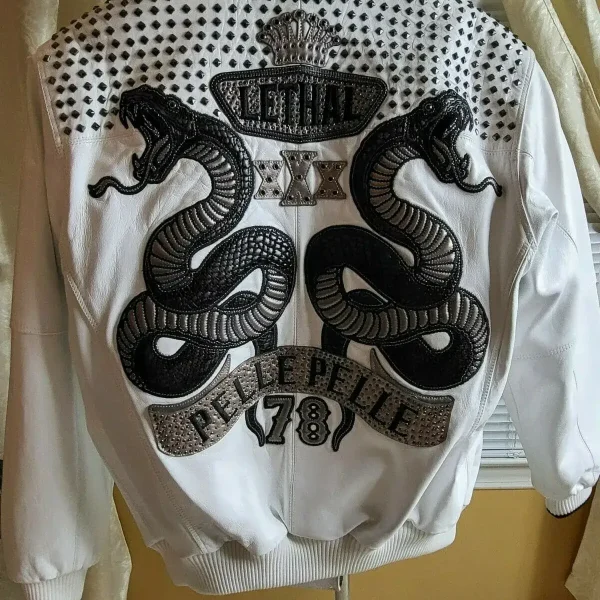 Pelle Pelle White Lethal Studs Leather Jacket, PELLEPELLE.US