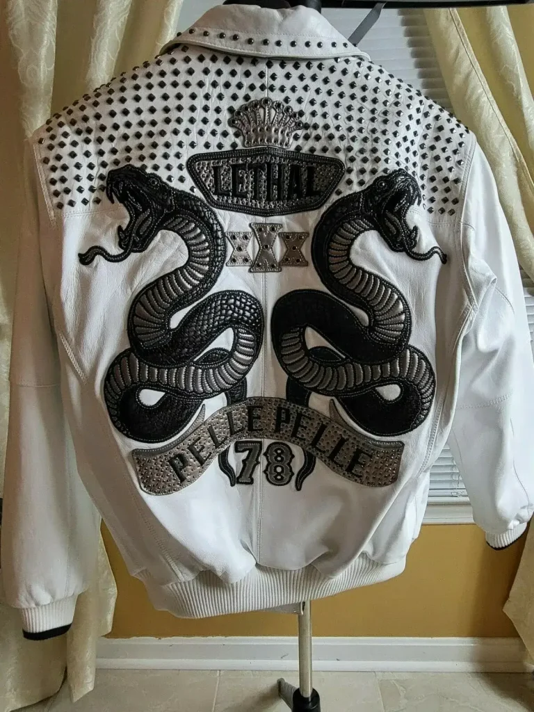 Pelle Pelle White Lethal Studs Leather Jacket, PELLEPELLE.US