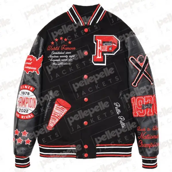 Pelle Pelle Varsity New Black and Orange Jacket, pellepelle.us