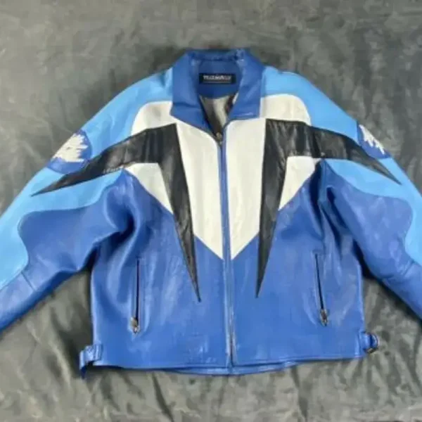 Pelle Pelle MB Blue Biker Leather Jacket, pellepelle.us