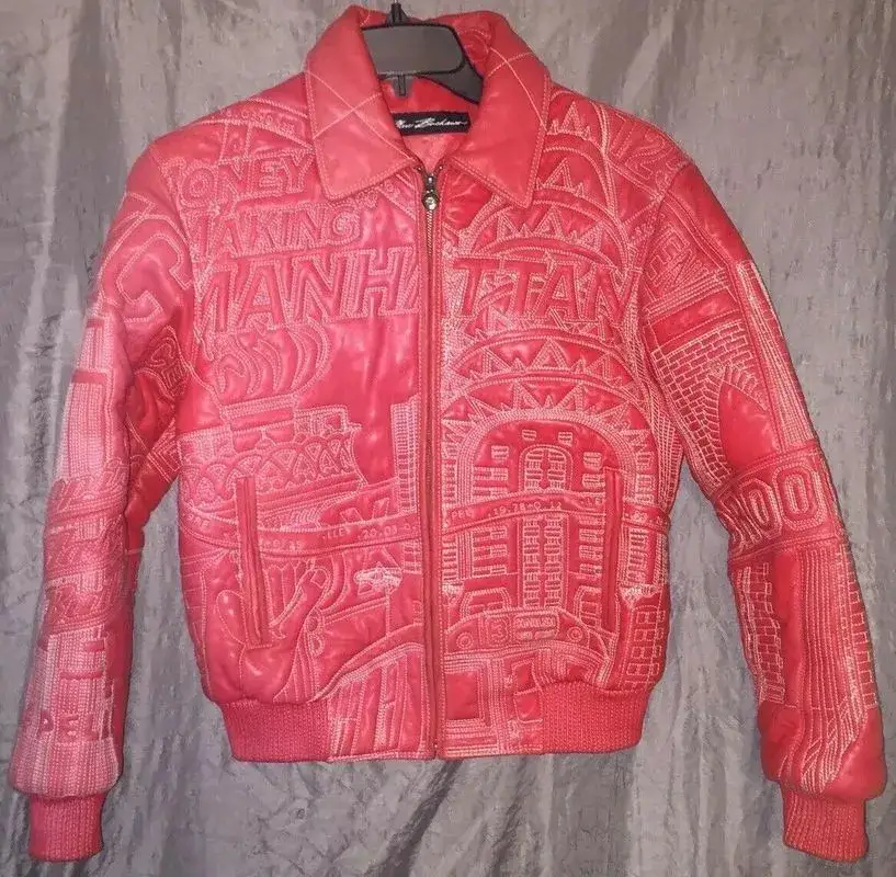 Pelle Pelle Queens Red Embossed Leather Jacket, PELLEPELLE.US