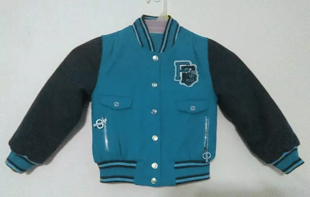 Pelle Pelle Kids Turquoise Varsity Wool Jacket, pellepelle.us