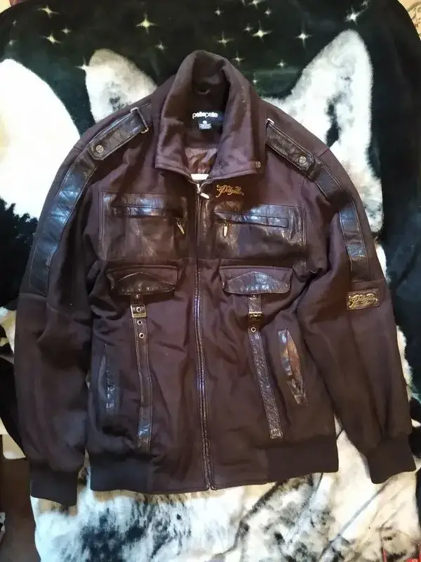 Pelle Pelle Vintage Wool Leather Bomber Moto Brown Jacket, pellepelle.us