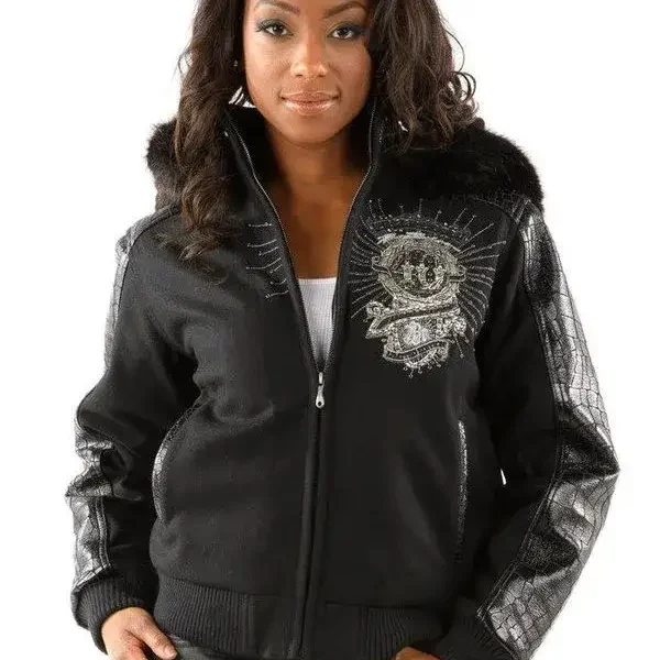 Pelle Pelle Womens Vintage Varsity Black Leather Jacket pellepelle.us