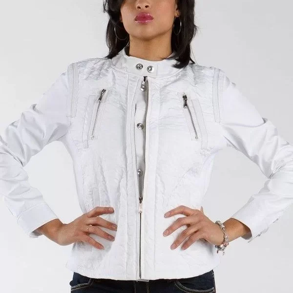 Pelle Pelle Biker Women White Jacket, pellepelle.us