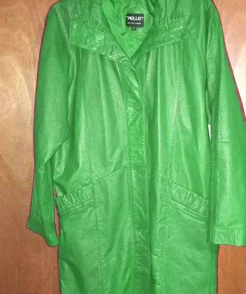 Pelle Pelle Womens Green Long Leather Coat, PELLEPELLE.US