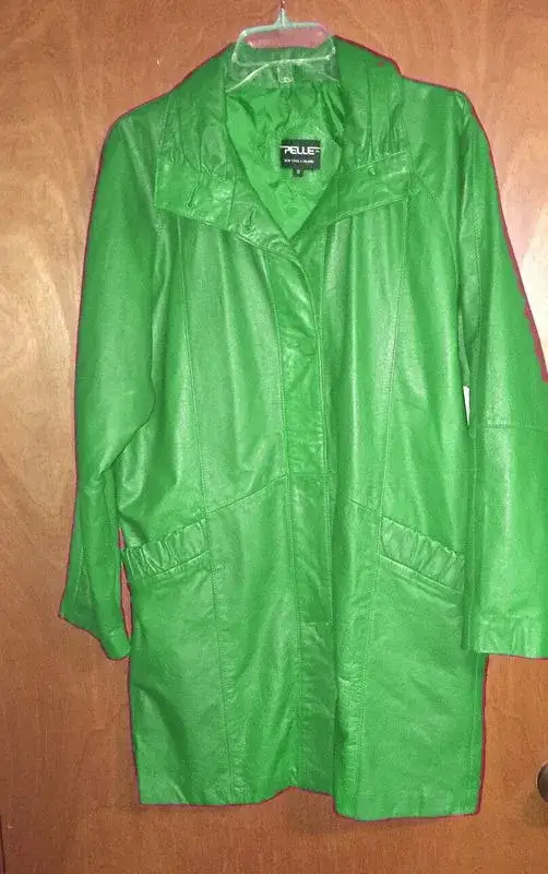 Pelle Pelle Womens Green Long Leather Coat, PELLEPELLE.US