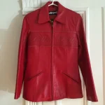 Pelle Pelle Women Red Leather Zipper Jacket, pellepelle.us