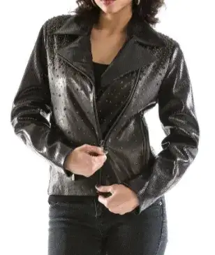 Pelle Pelle Women Black Biker Leather Jacket, pellepelle.us