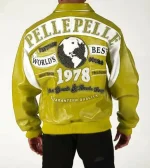 Pelle Pelle Yellow White Worlds Best 1978 Studded Jacket, pellepelle.us