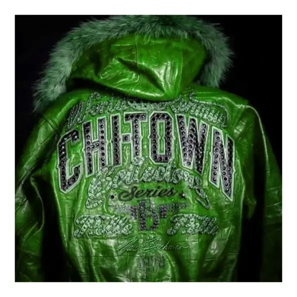 Fur Hood Pelle Pelle Green Chi-Town Jacket pellepelle.us