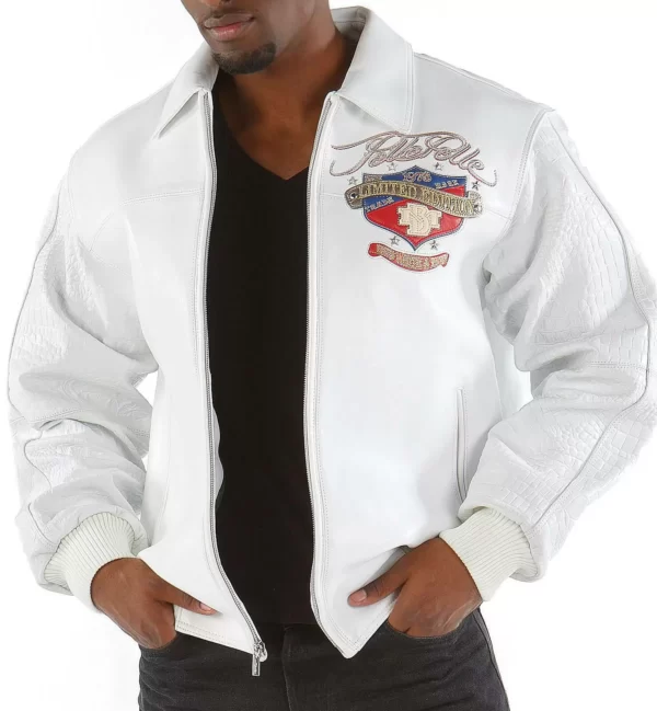 Pelle Pelle Men White MB Leather Jacket, pellepelle.us