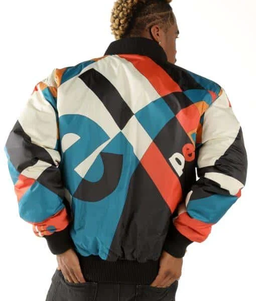 Pelle Pelle Mens Abstract Bomber Blue Jacket, pellepelle.us