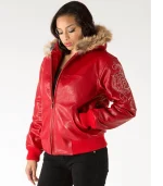 Pelle Pelle Red Leather Fur Hood Jacket