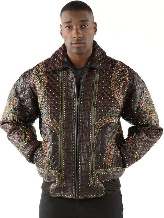 Pelle Pelle Men Quilted Leather Studded Jacket, PELLEPELLE.US