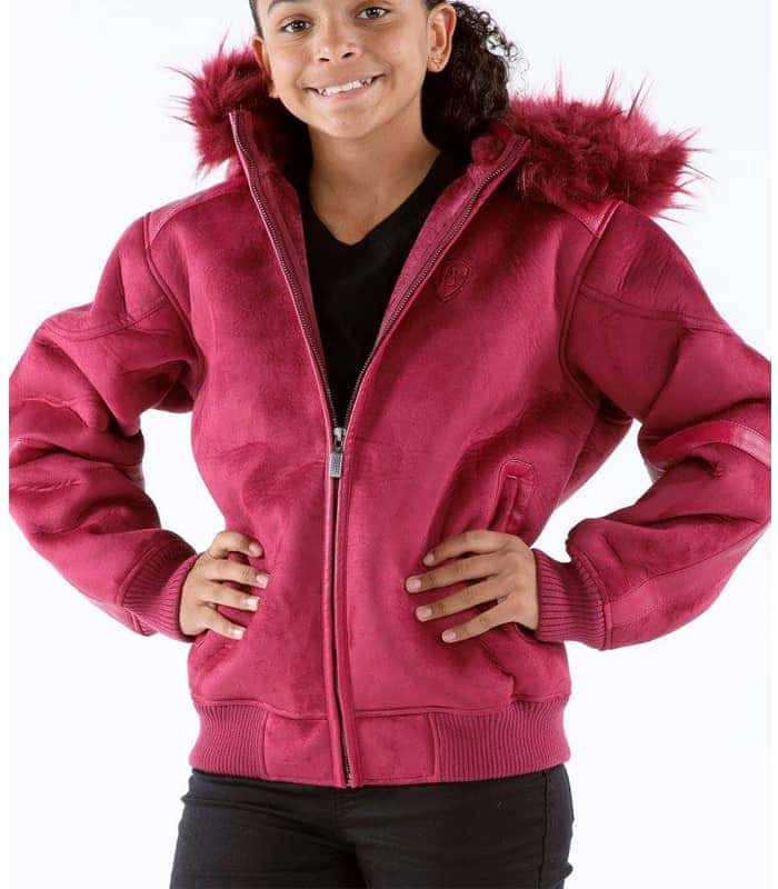 Pelle Pelle Kids Pink Fur Hood Wool Jacket, pellepelle.us