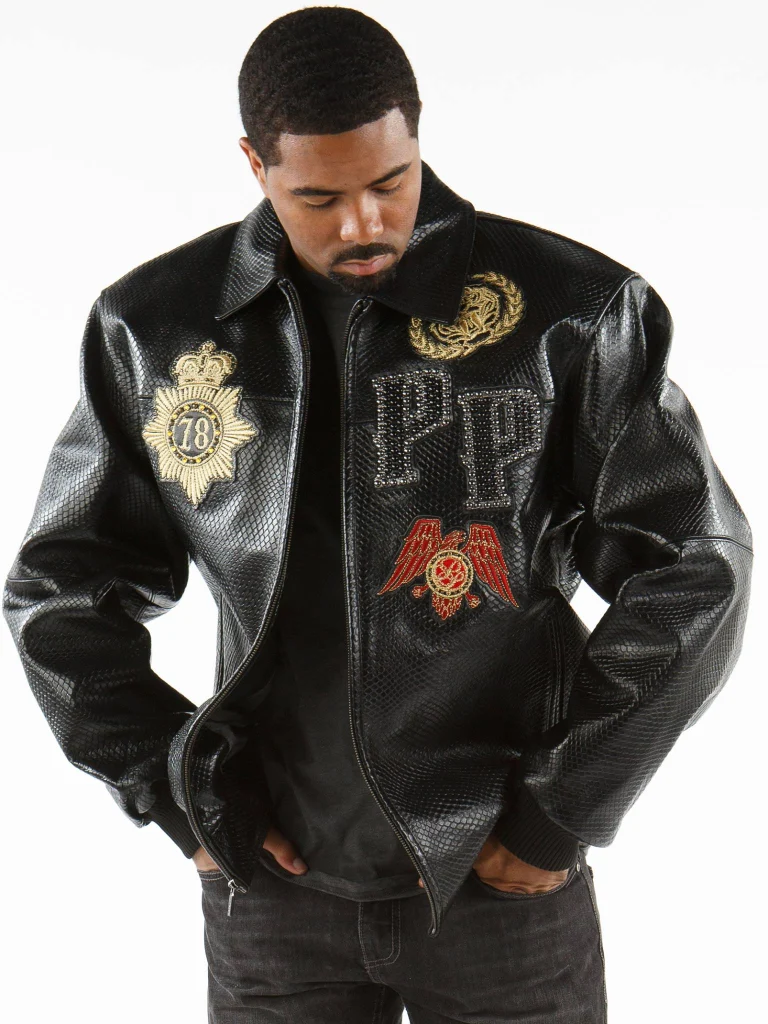 Pelle Pelle Decorated Black Python Jacket, Pelle Pelle, PellePelle.com