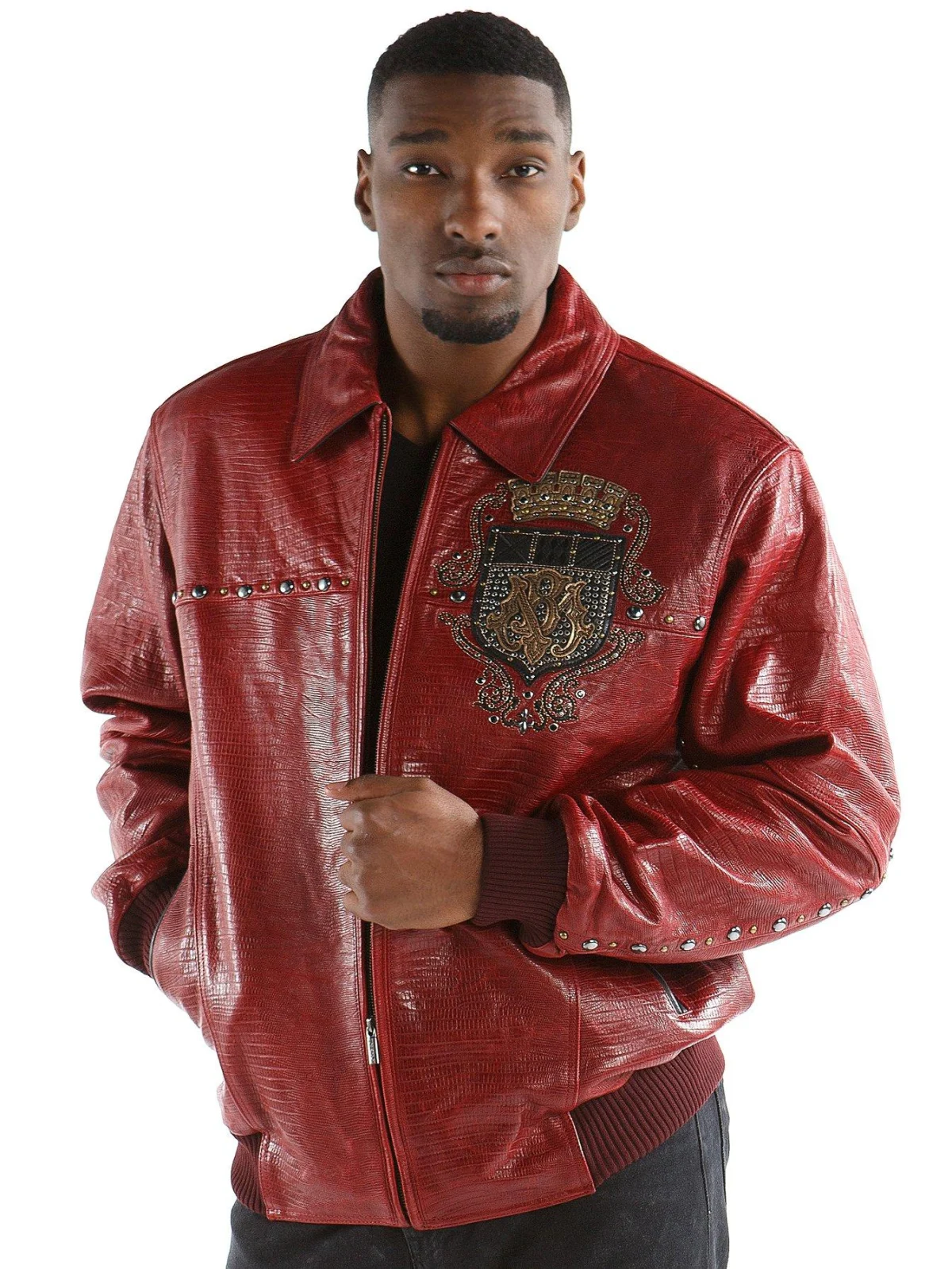 Pelle Pelle Mb Emblem Maroon Leather Jacket