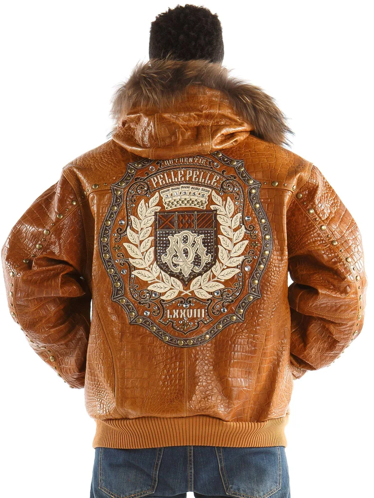 Pelle Pelle Mb Emblem Brown Leather Jacket, pellepelle.us