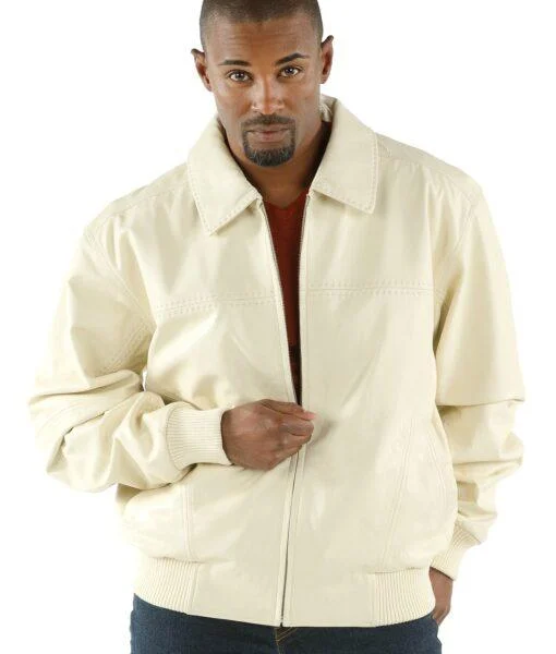 Pelle Pelle Plain White Leather Jacket, pellepelle.us