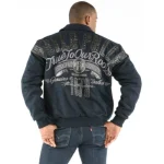 Pelle Pelle Blue Leather Wool Jacket, pellepelle.us