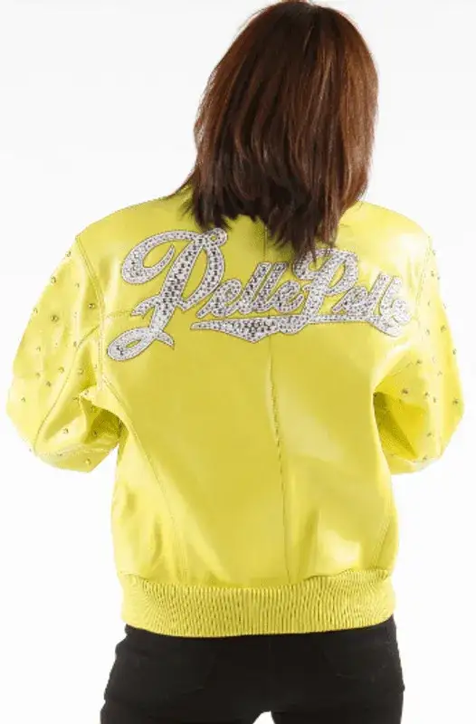 Pelle Pelle Women Yellow Studded Leather Jacket