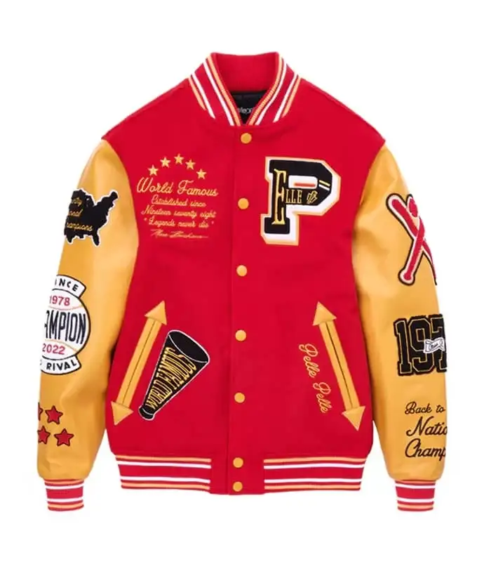 Pelle Pelle Red Yellow MB Varsity Jacket