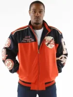 Pelle Pelle Men Orange Black Wool Varsity Jacket