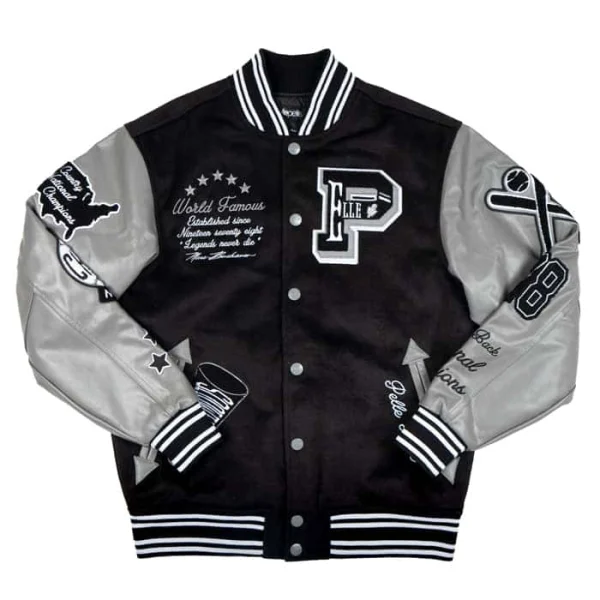 Pelle Pelle Black World Famous MB Varsity Jacket